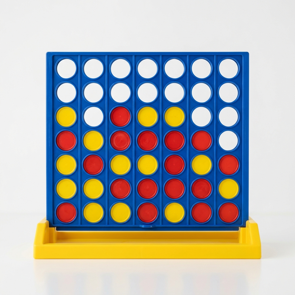 Connect Four board diagram showing winning combinations: horizontal, vertical, and diagonal